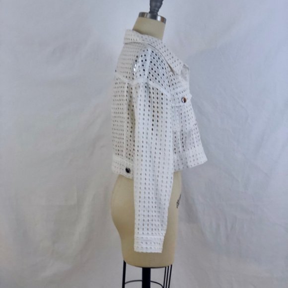NWT Fleur du Mal Eyelet Cropped Jacket - 0 - Picture 6 of 7